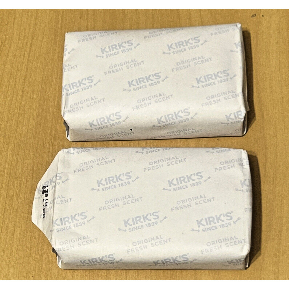 Kirk’s Original scent Castile Soap 2 Bars 4oz Each Hypoallergenic Gentle Clean
